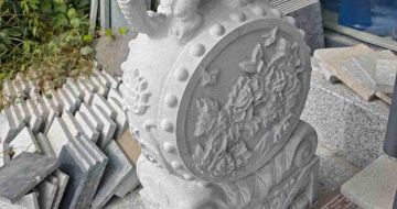 菏泽芝麻白抱鼓石 庭院抱鼓石