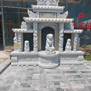 菏泽芝麻白中国黑石材套墓 花岗岩墓碑